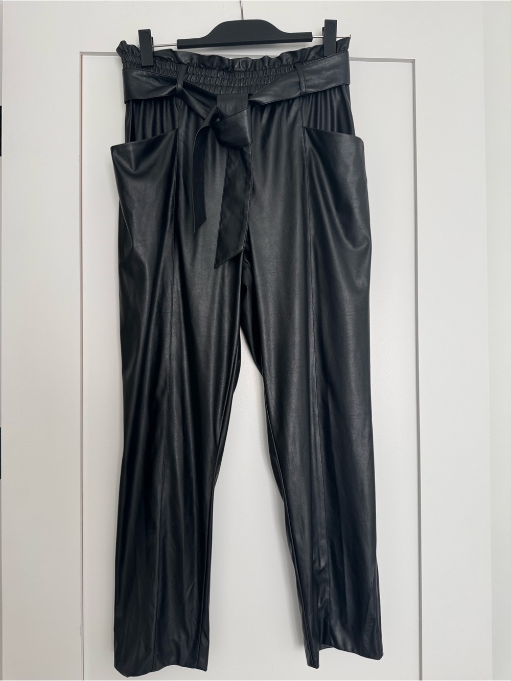 Ramy Brook High-Rise Paperbag Faux Leather Pants - Black